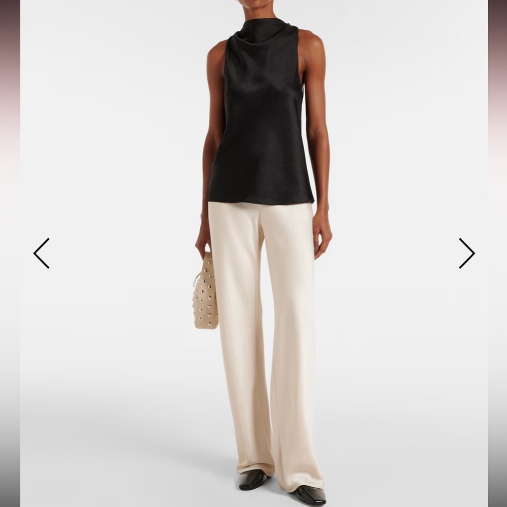 Vince satin bone cream trousers $500 6 new formal evening classic satin summer